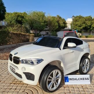 VENTA Coche electrico para niños BMW X6M 12v, color blanco de una plaza INDA157-X6MWT1PL